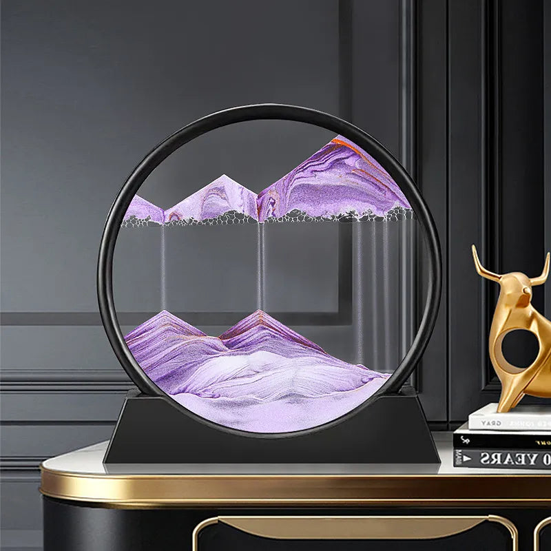 3D Moving Sand Art Picture Round Glass Sea Sandscape