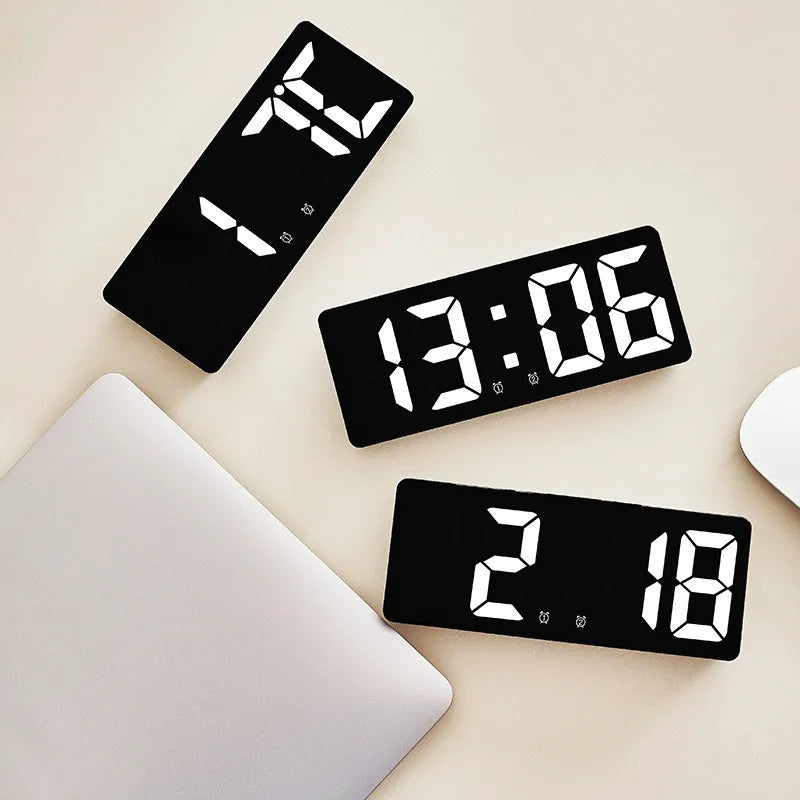 Digital Alarm Clock Voice Control Teperature Snooze Night