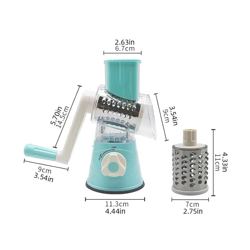 Multifunctional Roller Vegetable Cutter Hand Crank Home Kitchen