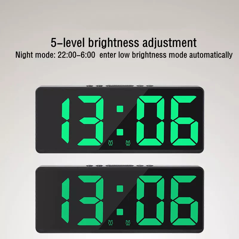 Digital Alarm Clock Voice Control Teperature Snooze Night