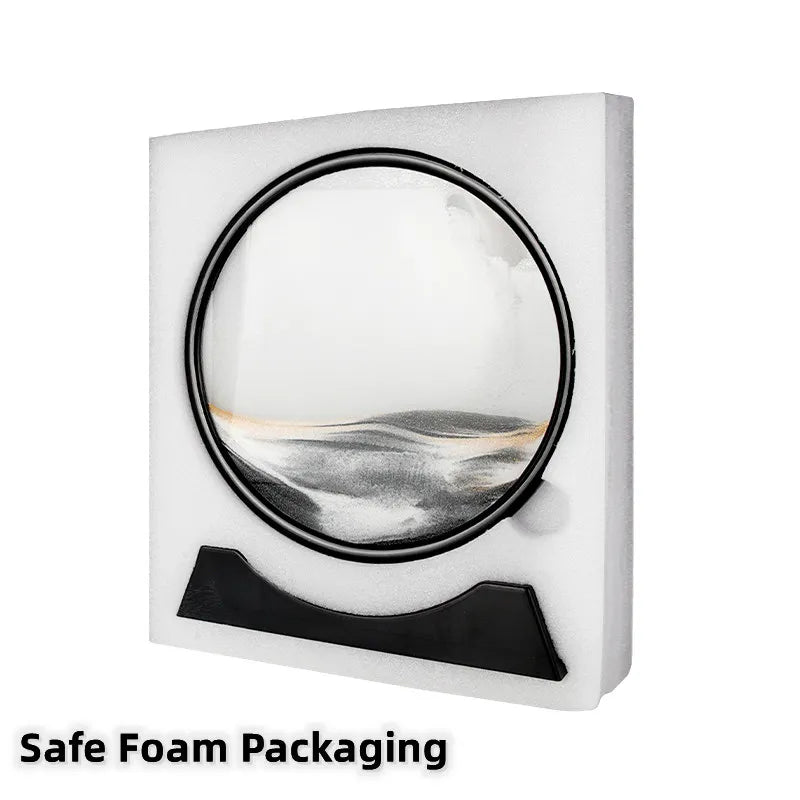 3D Moving Sand Art Picture Round Glass Sea Sandscape