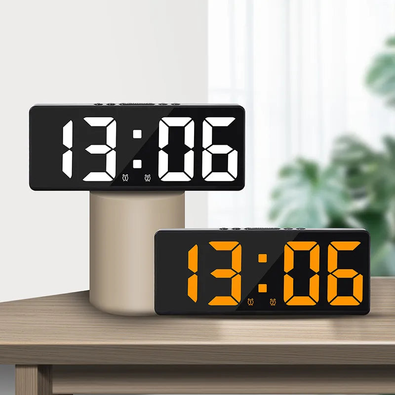 Digital Alarm Clock Voice Control Teperature Snooze Night