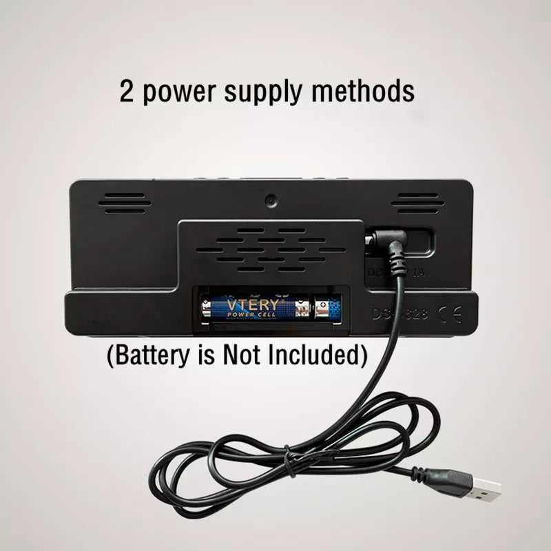 Digital Alarm Clock Voice Control Teperature Snooze Night